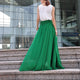 Plus Size Maxi Skirt Chiffon Silk Skirts Beautiful Bow Tie Green Elastic Waist Summer Skirt Floor Length Long Skirt (037),#104