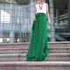 Plus Size Maxi Skirt Chiffon Silk Skirts Beautiful Bow Tie Green Elastic Waist Summer Skirt Floor Length Long Skirt (037),#104