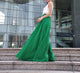 Plus Size Maxi Skirt Chiffon Silk Skirts Beautiful Bow Tie Green Elastic Waist Summer Skirt Floor Length Long Skirt (037),#104