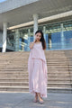 Nude Pink Plus Size Dress Vest Dress Irregular Summer Long Chiffon Dress (117), #25