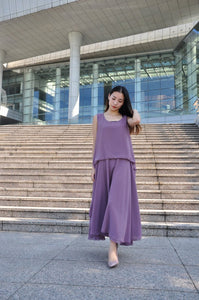 Flowy Chiffon Loose Dress Day Dress Irregular Summer Long Vest Dress (117), #70
