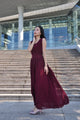 Strappy Chiffon Maxi Dress One-piece Bridesmaid Dress Summer Bodice Wedding Dress (137), #126