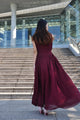 Strappy Chiffon Maxi Dress One-piece Bridesmaid Dress Summer Bodice Wedding Dress (137), #126