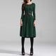 Black/Green Women Long Sleeve Knitted Autumn Winter Dress With Belt