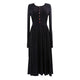 Black/Green Women Long Sleeve Knitted Autumn Winter Dress With Belt